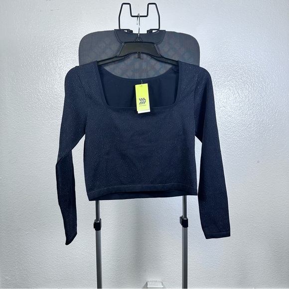 All in Motion Blue Crop Fitted Long Sleeve Top - Picture 1 of 6